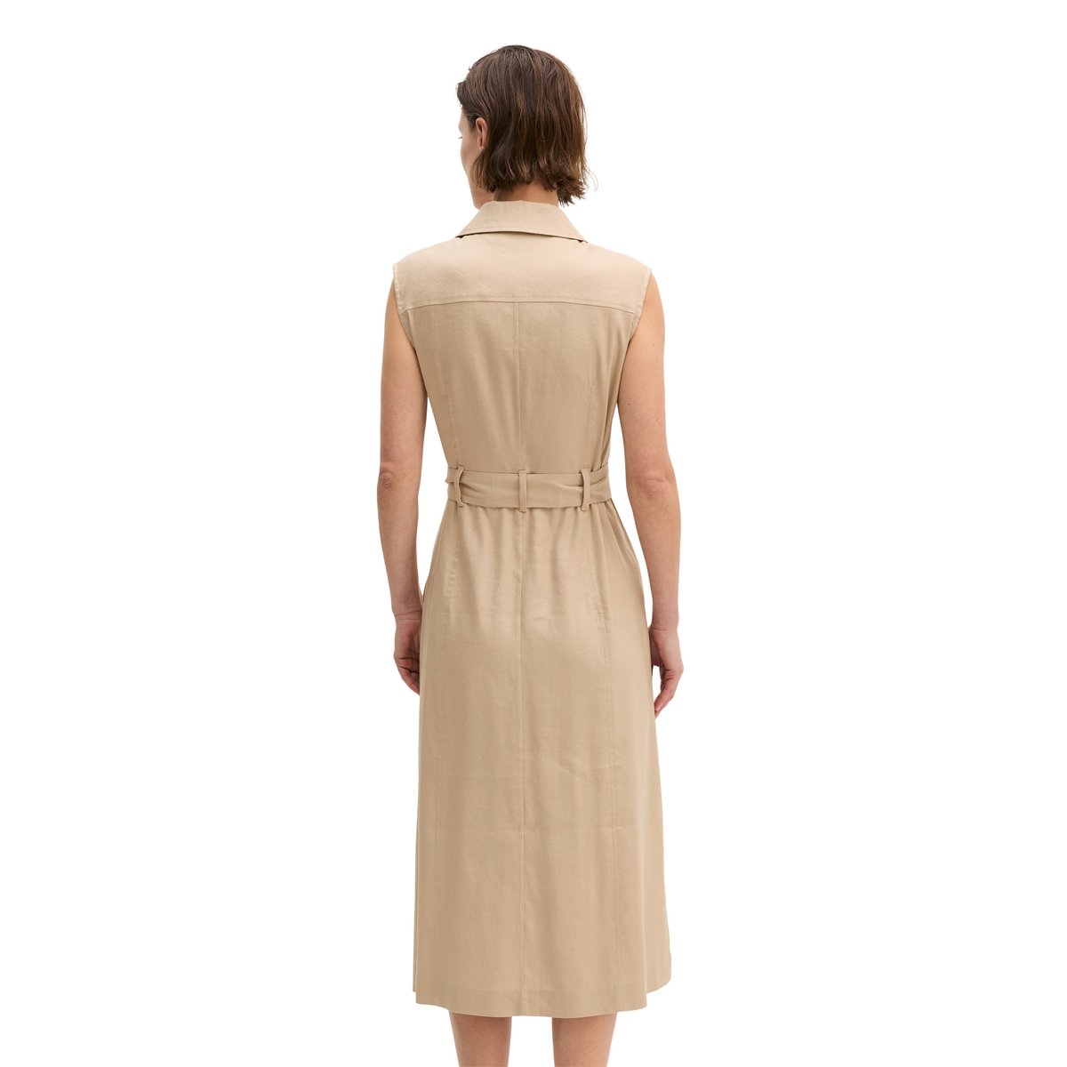 Robe sans manches regular en viscose-lin stretch beige, MARC O'POLO