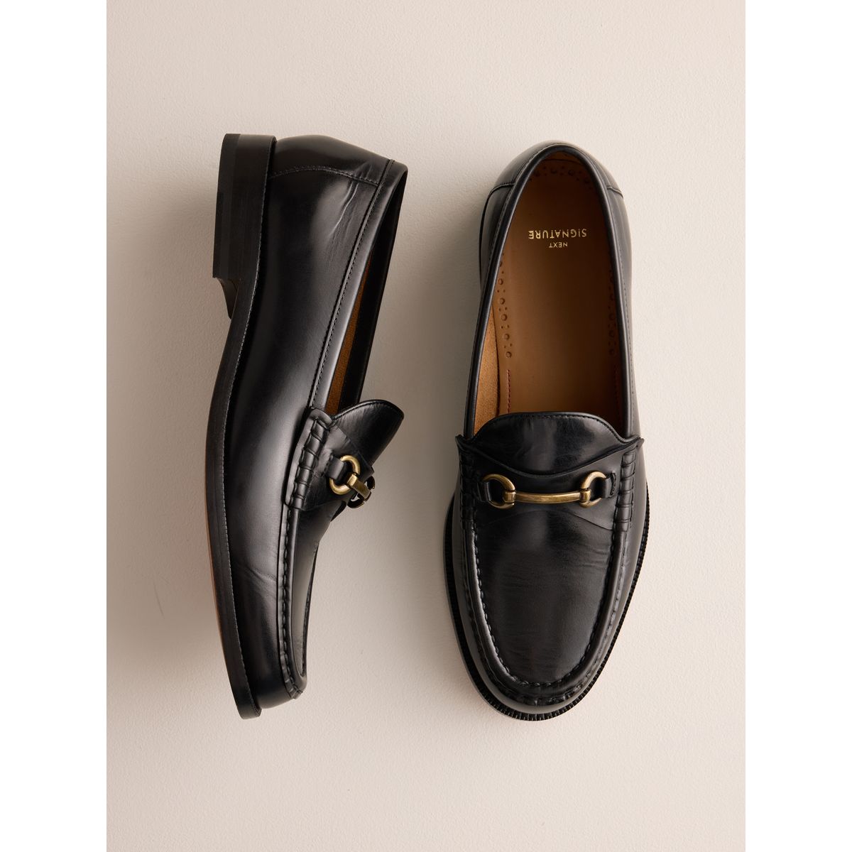 Mocassins à semelle en cuir et mors signature noir, NEXT