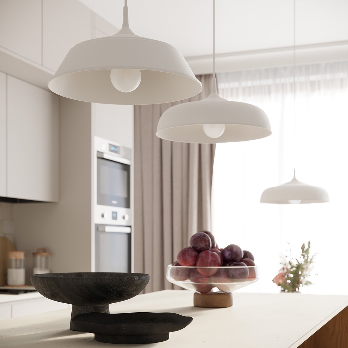 Suspension Acier Blanc E27 1 Gina blanc, EDEN