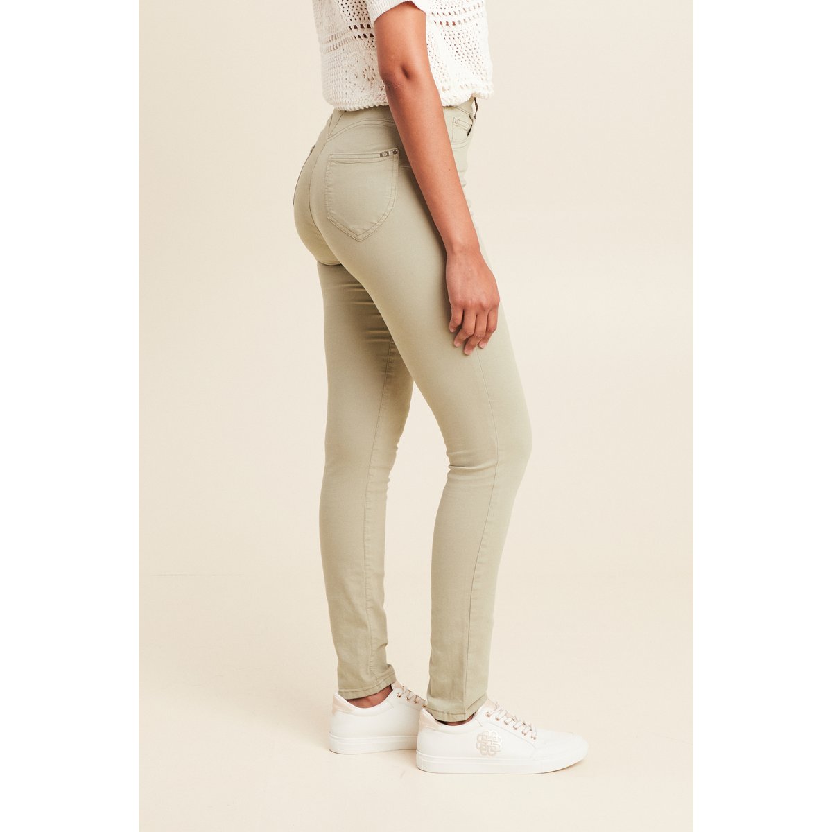 Pantalon léger taille haute long vert clair, BREAL