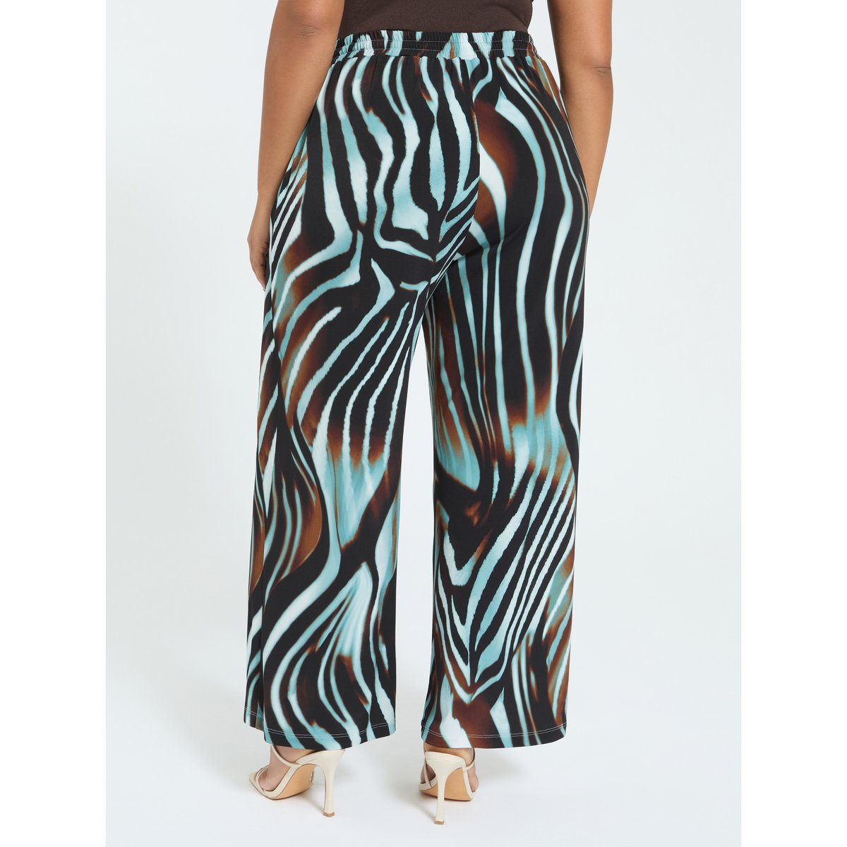 Pantalon palazzo zébré marron, FIORELLA RUBINO