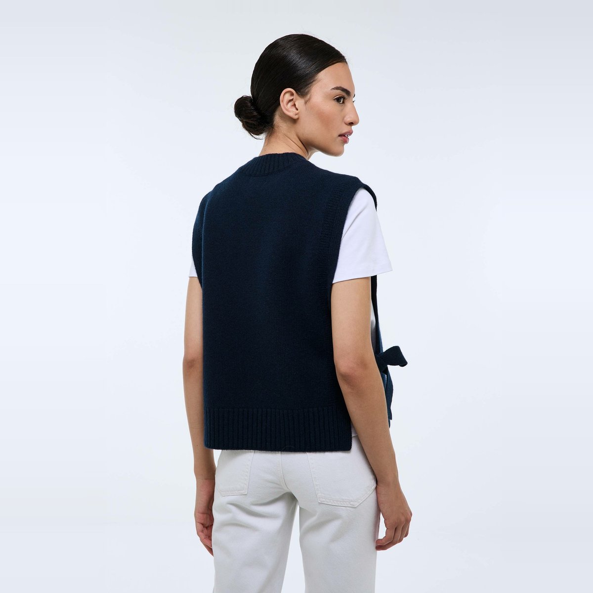 Pull sans manches à nouer marine, MONOPRIX