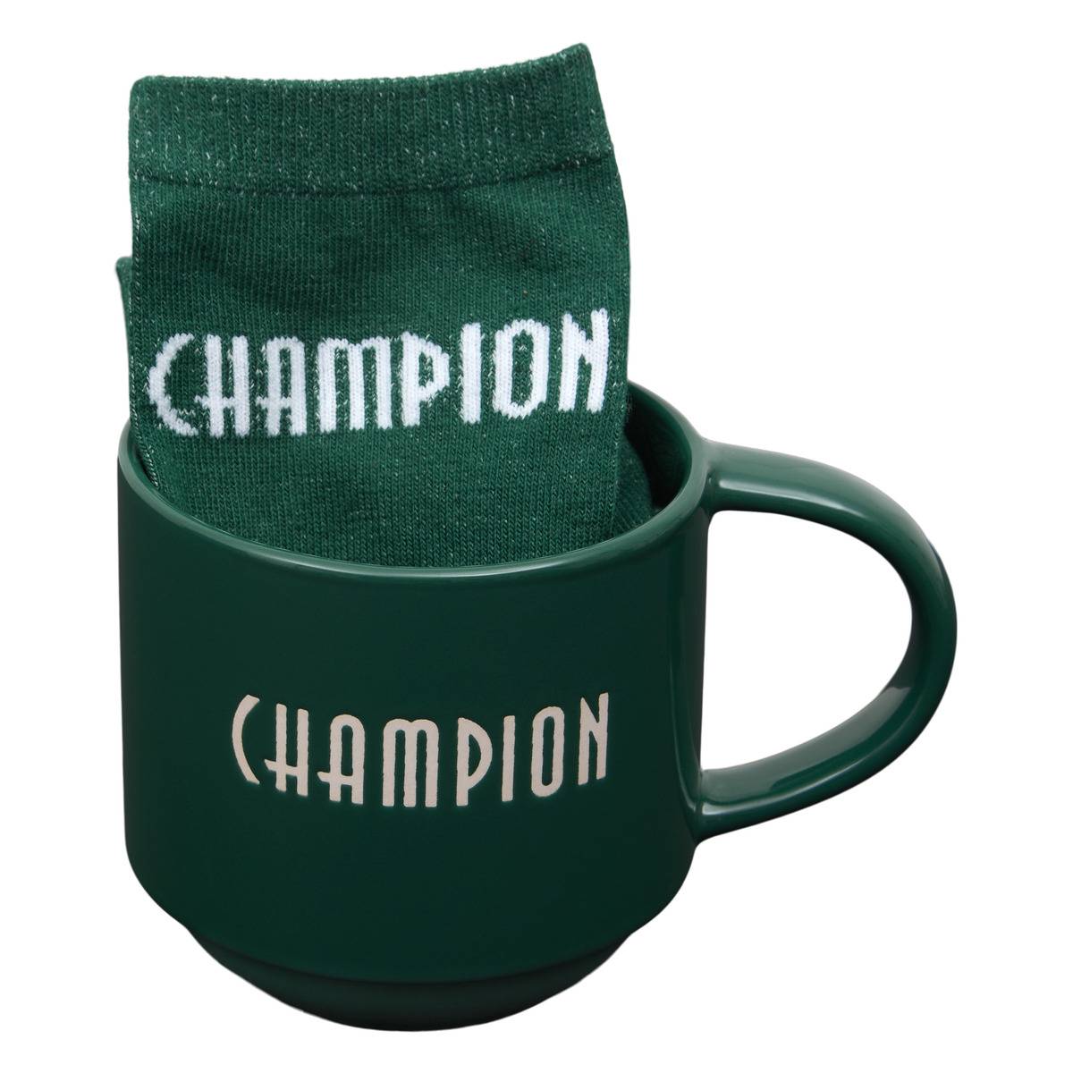 Coffret mug 38cl + chaussettes Champion vert modèle b, ATMOSPHERA