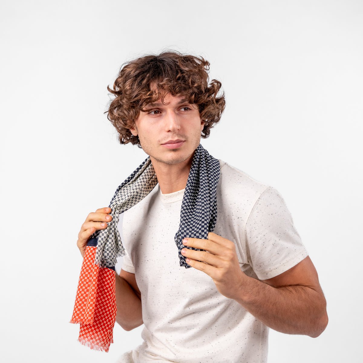 Foulard en coton biologique bleu et rouge, BILLYBELT