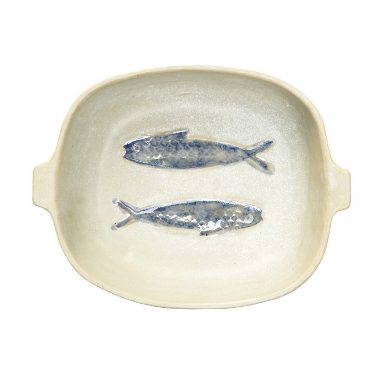Plat au four motif poissons grès bleu, MADAM STOLTZ