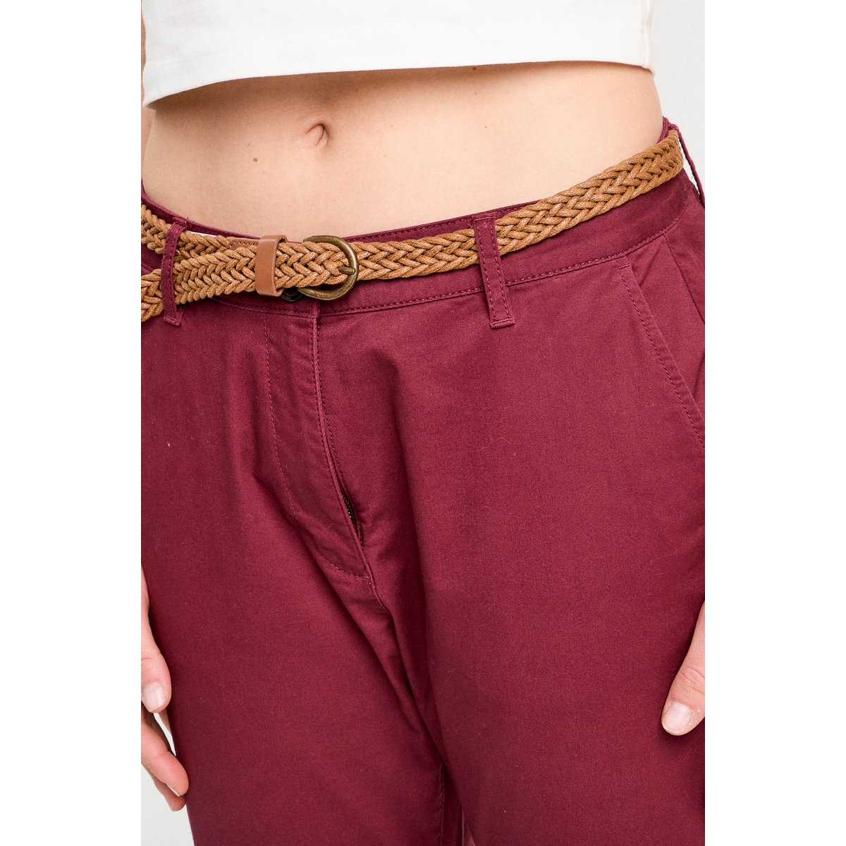 Pantalon chino 7/8ème bordeaux, CACHE CACHE