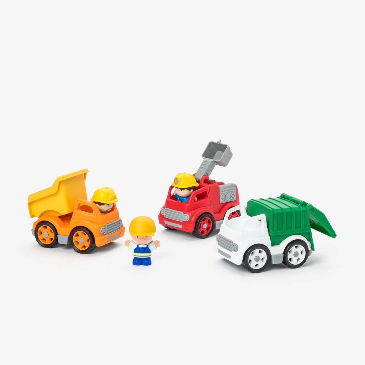 Set 3 camions et 3 figurines blanc, OXYBUL