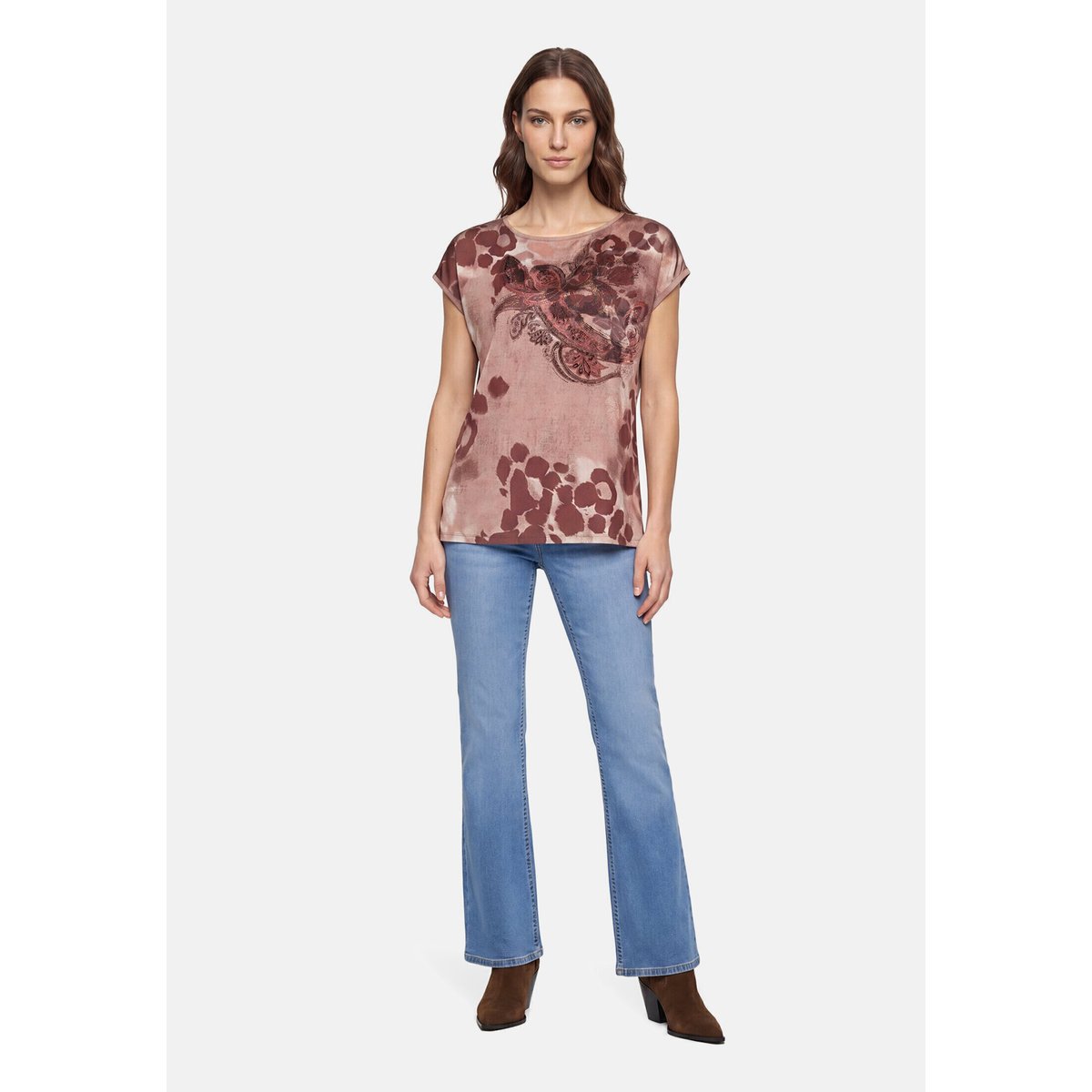 T-shirt façon blouse à impression brown/red, BETTY BARCLAY