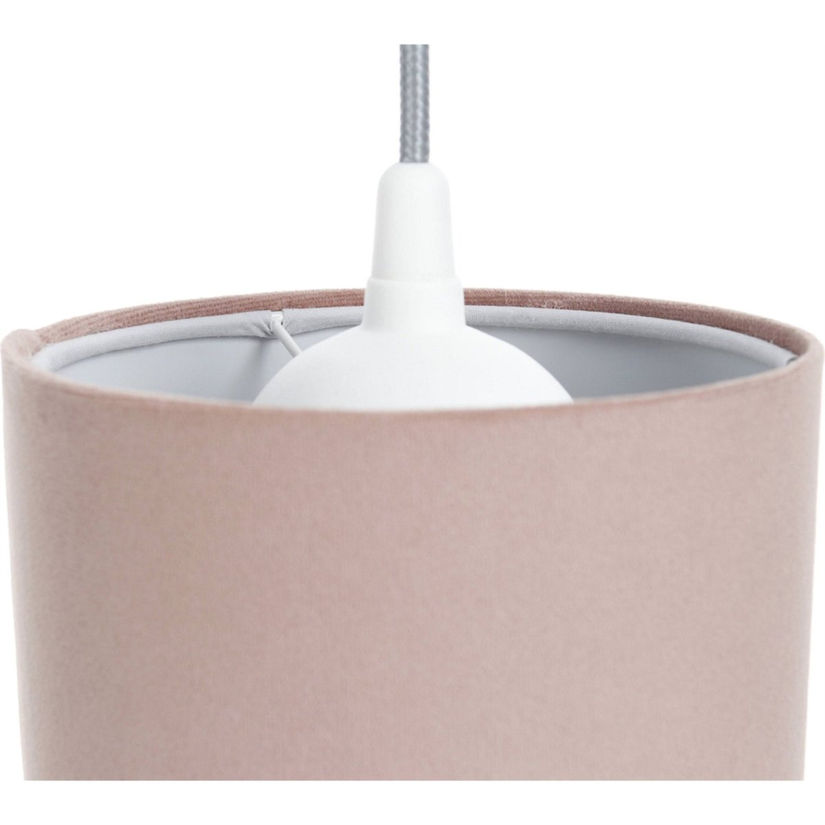 Suspension ronde en tissu pour chambre enfant Jasmin bebe rose poudré avec bord beige crème, BPS KONCEPT