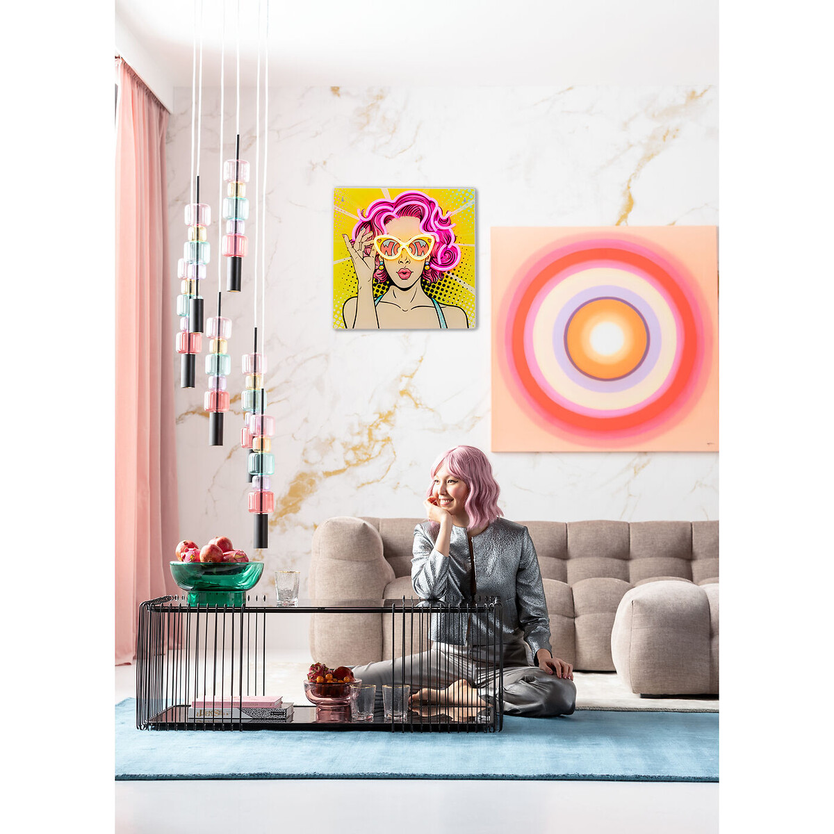 Tableau en verre Beauty LED 39x39cm multicolore, KARE DESIGN