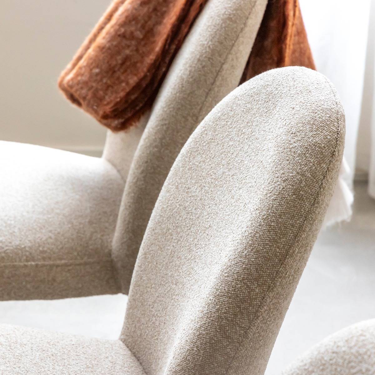 Lot de 2 chaises en tissu et métal DORIS beige, MADE IN MEUBLES 