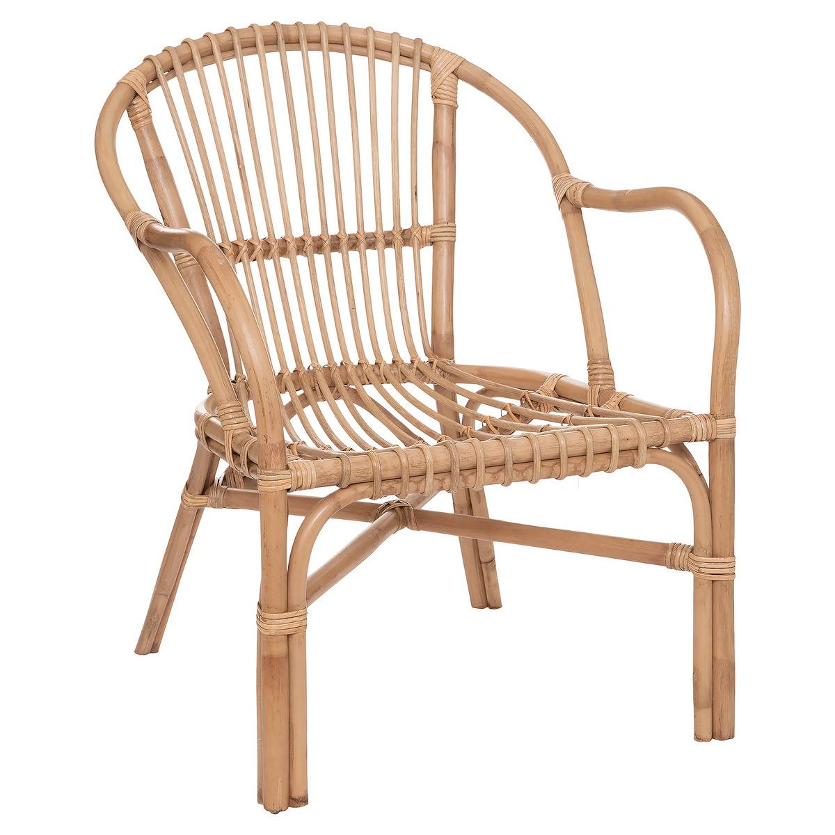 Fauteuil en rotin et coton NETA blanc, ATMOSPHERA