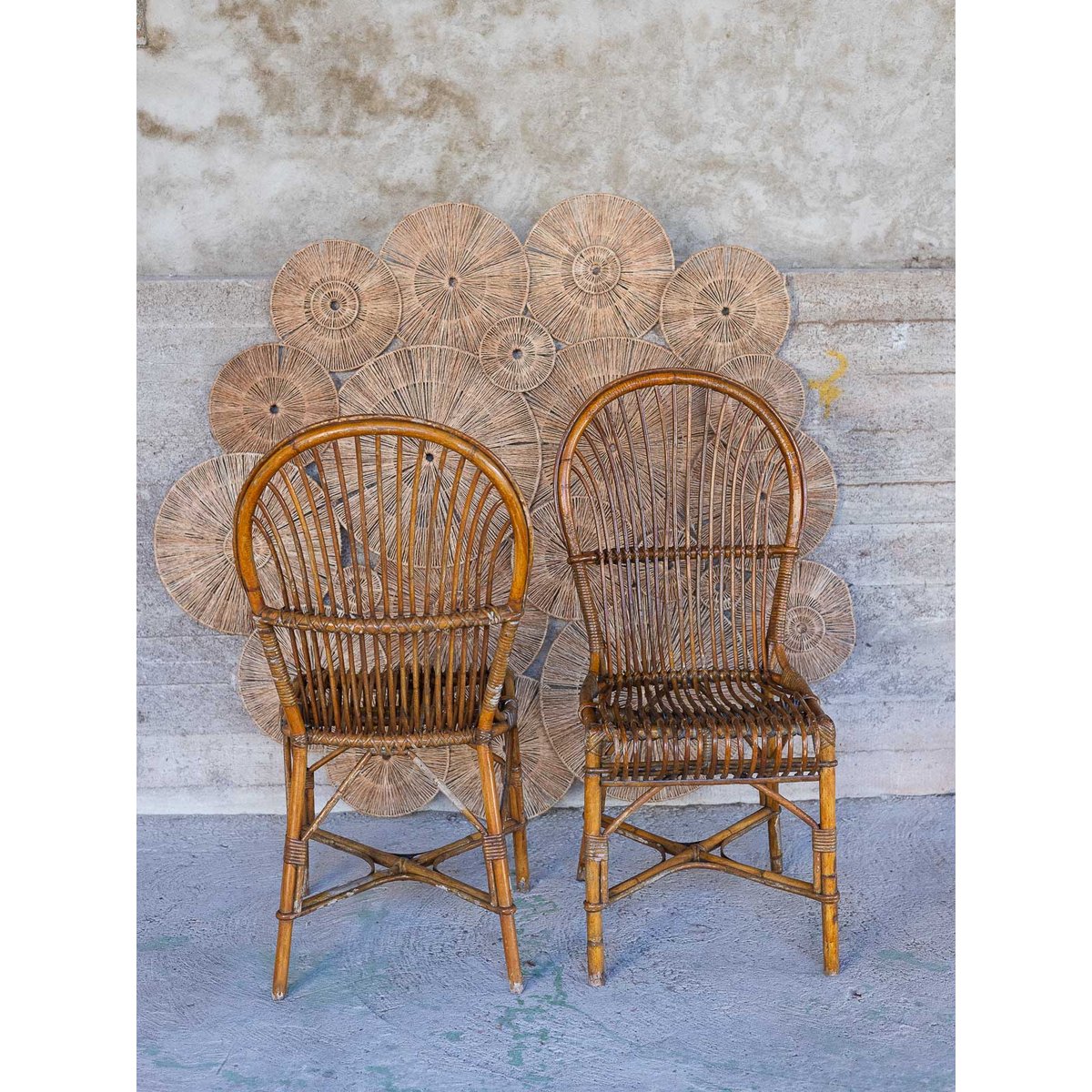 Paire de chaises en osier Claude N°1571 - Bon état beige, DEBONGOUT