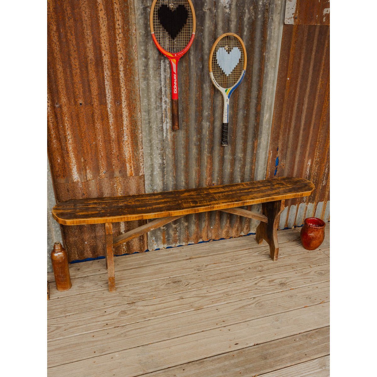 Banc en bois Antoine N°544 - Bon état bois foncé, DEBONGOUT