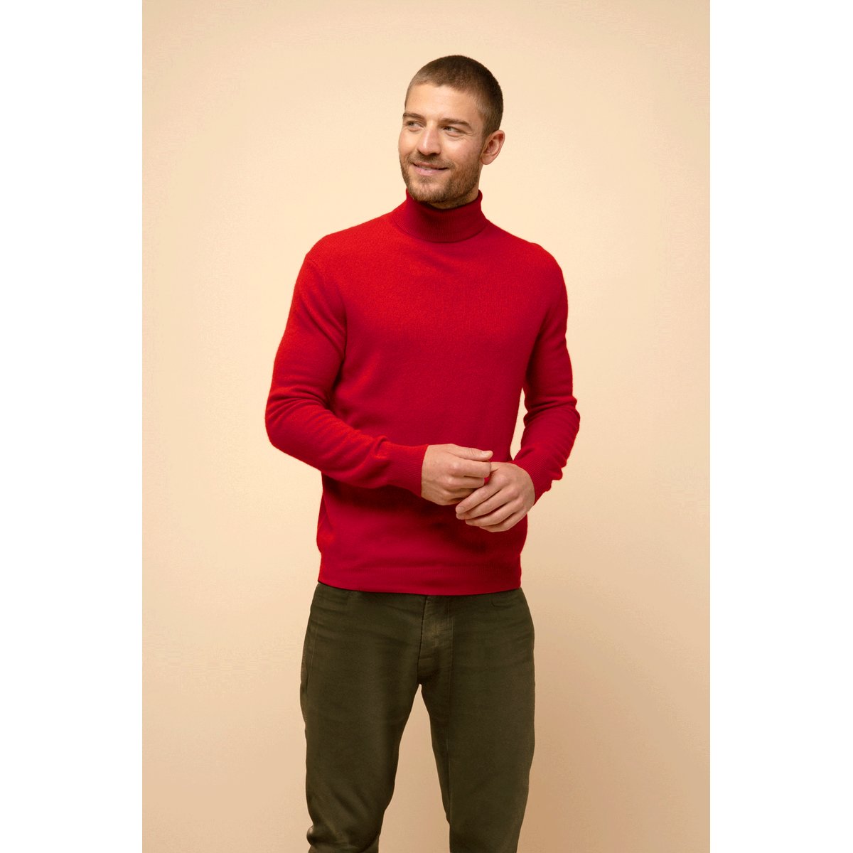 Pull Col Roulé Rouge Connor rouge, JUST CASHMERE
