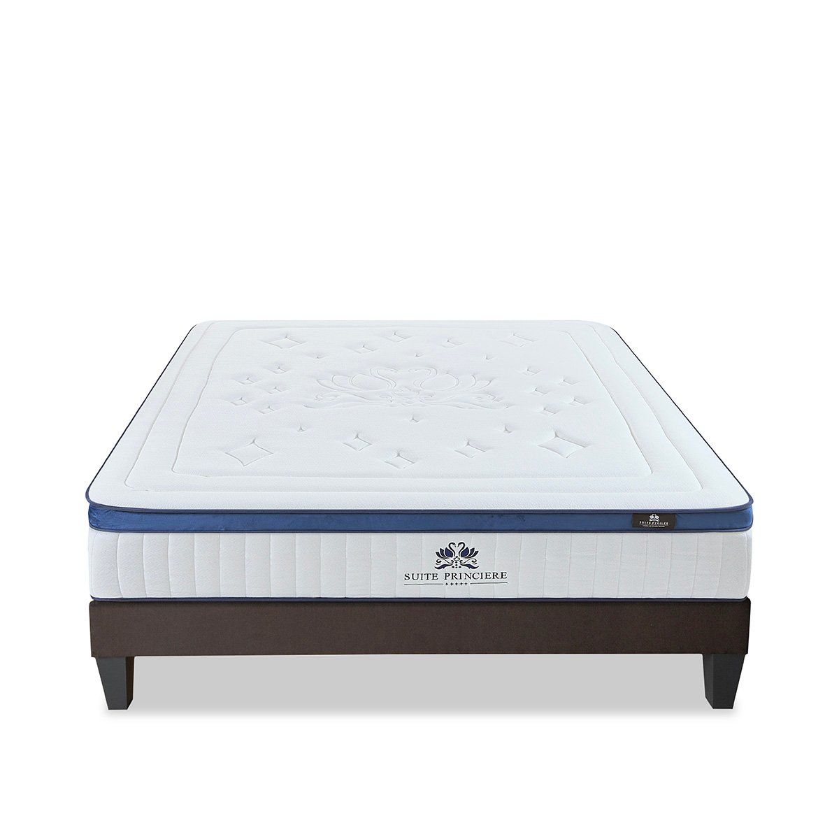 Ensemble Suite Princière 90x190 cm Matelas Micro-ressorts + Sommier Bois couleur unique, BELLECOUR