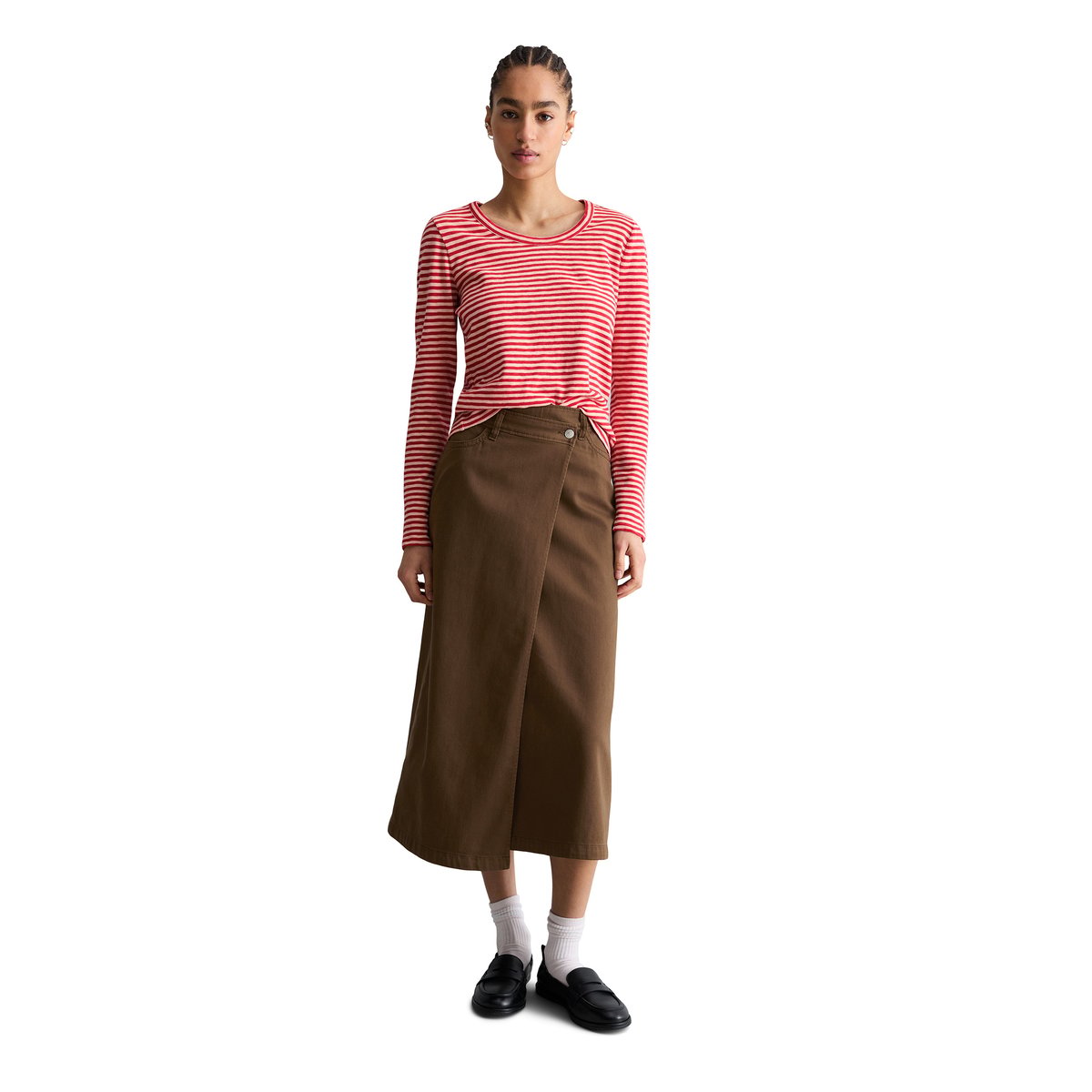 T-shirt long régulier en Heavy Slub Jersey rouge, MARC O’POLO DENIM