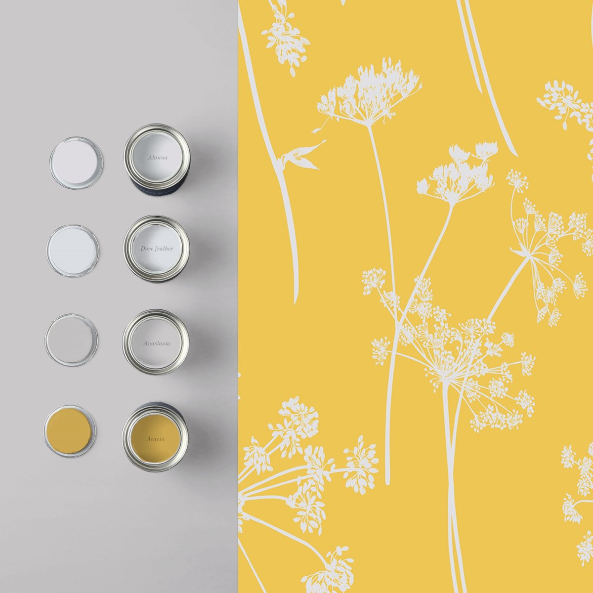 Papier peint Anthriscus Summer jaune, GRAHAM ET BROWN