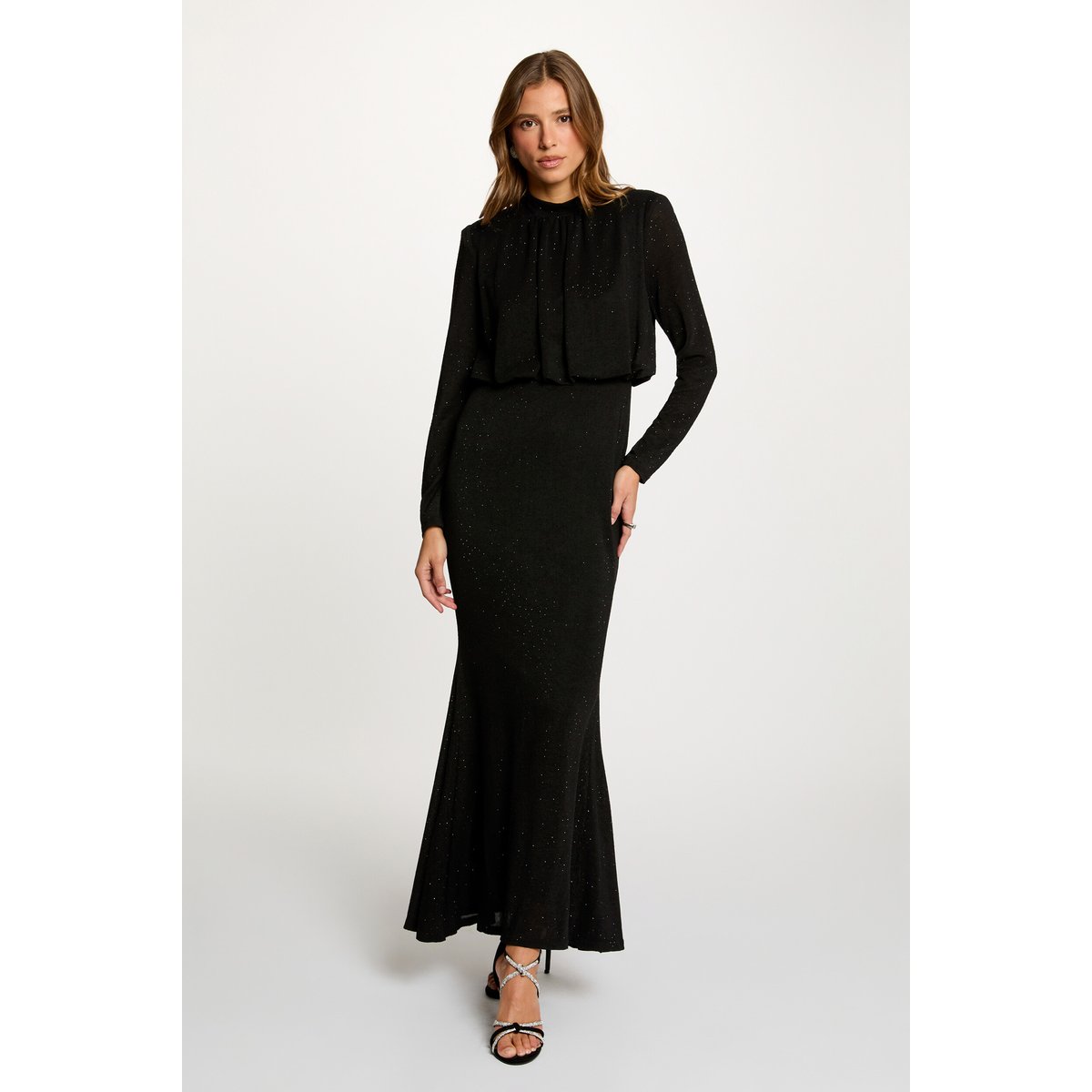 Robe maille brillante noir, MORGAN