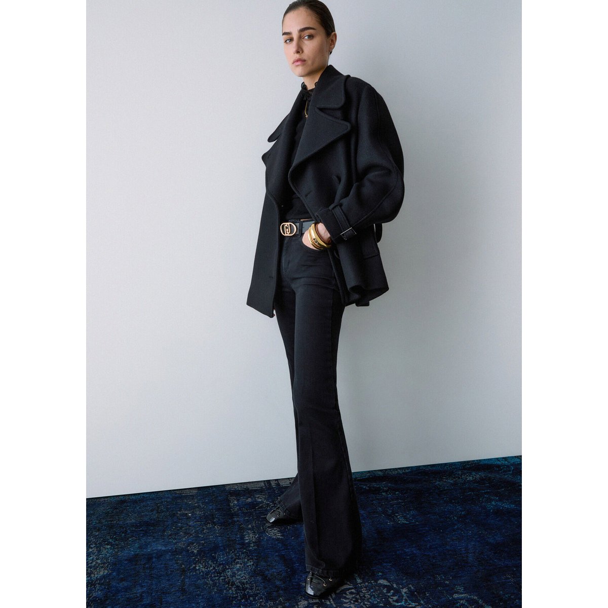 Jean bootcut taille haute denim noir, LIU JO