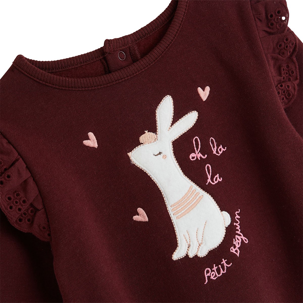 Sweat-shirt bébé en molleton Aimée bordeaux, PETIT BEGUIN