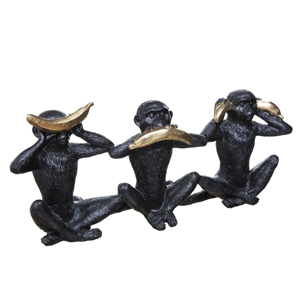 Objet résine singe sagesse noir, ATMOSPHERA