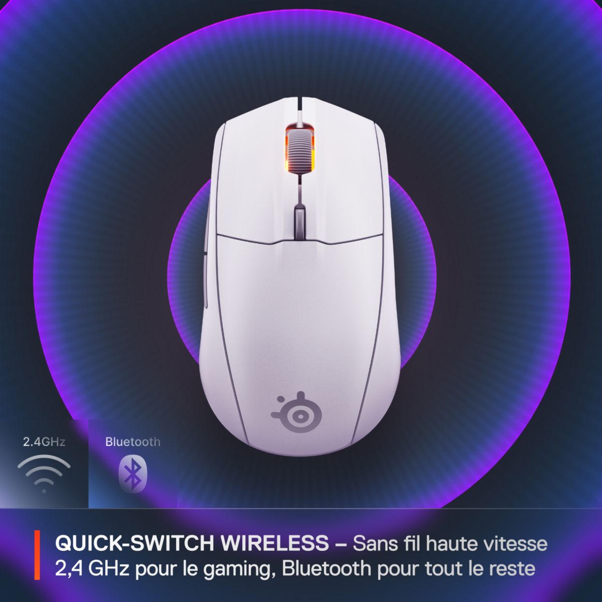 Souris Gamer Sans Fil Rival 3 WL Gen 2 Blanc couleur unique, STEELSERIES