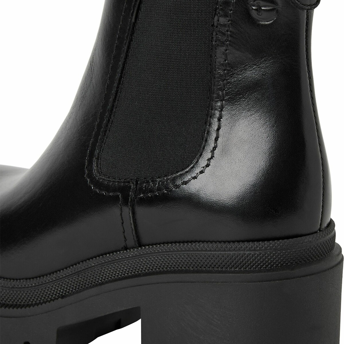 Boots chunky en cuir noir, TAMARIS