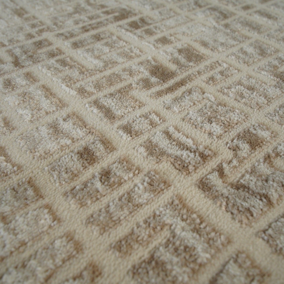 Tapis de salon moderne motif géométrique GOYAVE PRINT beige, THE DECO FACTORY