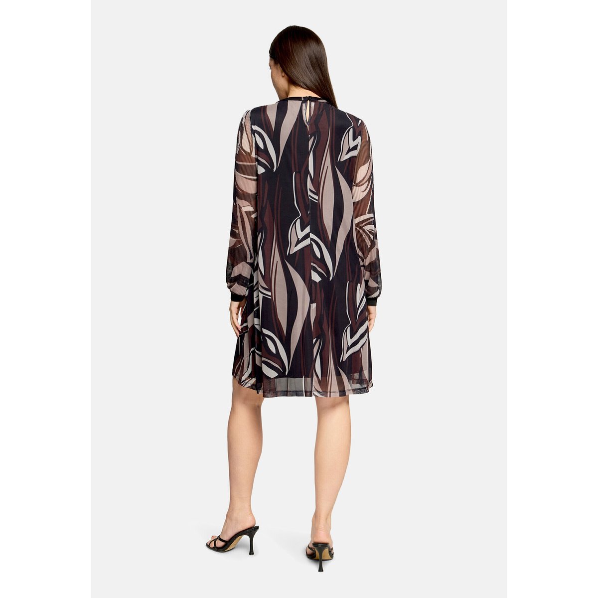 Robe en chiffon à manches longues taupe/black, BETTY BARCLAY