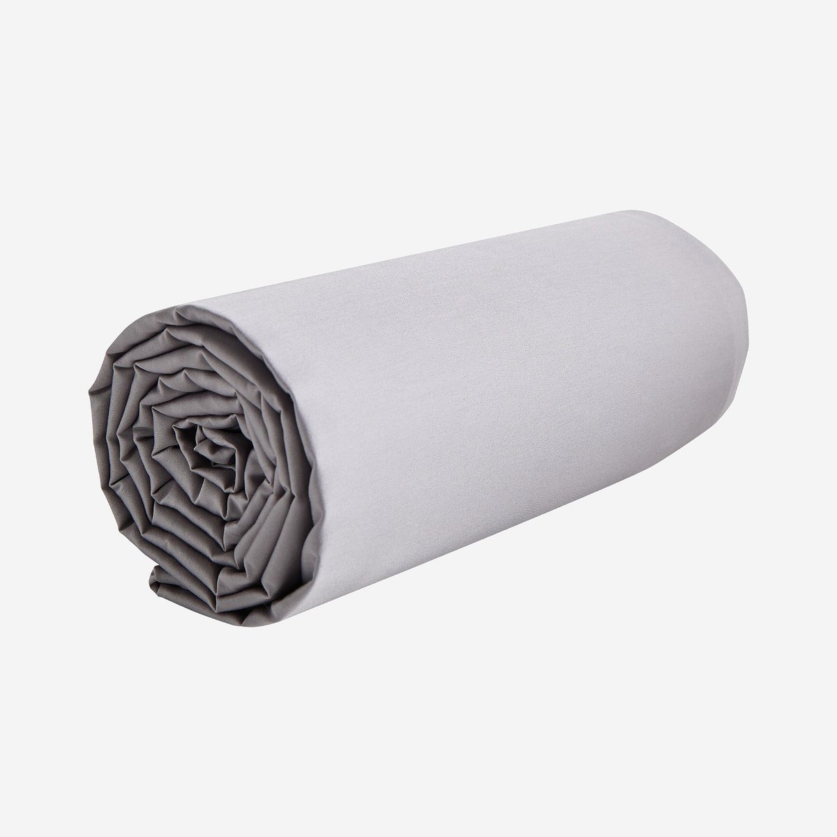 Drap housse en satin de coton ALEXANE gris, HABITAT