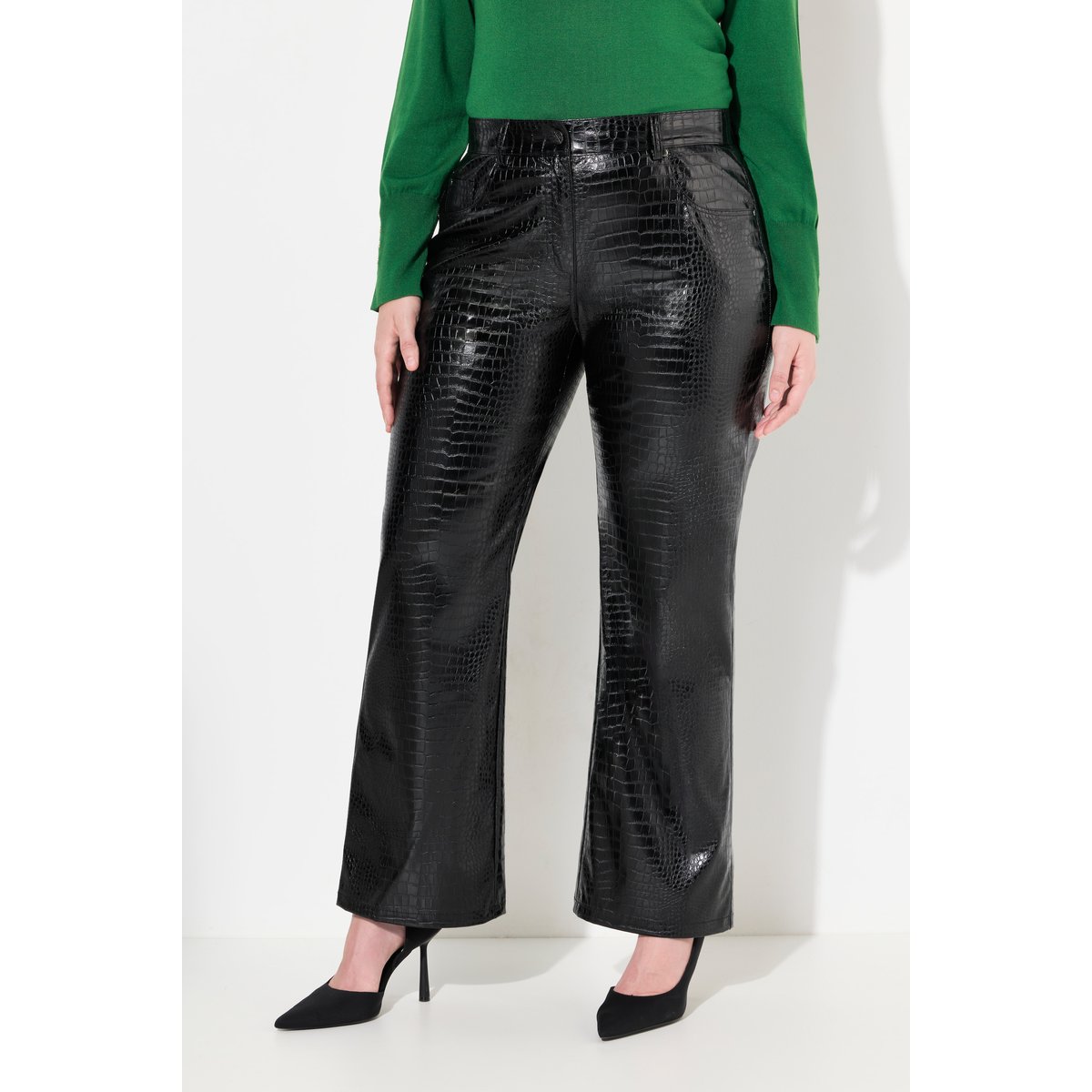 Pantalon large en similicuir Mary noir, ULLA POPKEN