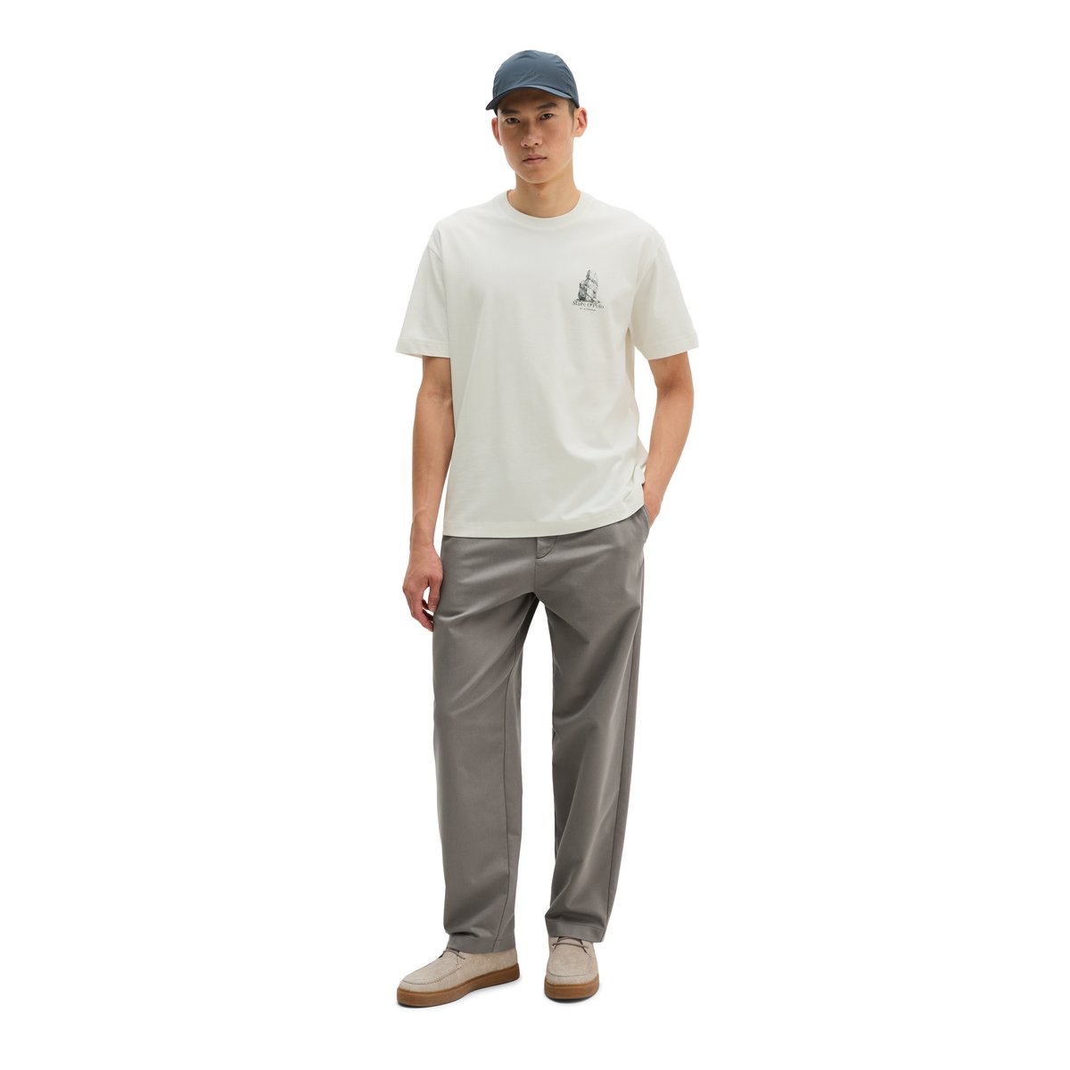 T-shirt regular avec un grand imprimé au dos blanc, MARC O'POLO