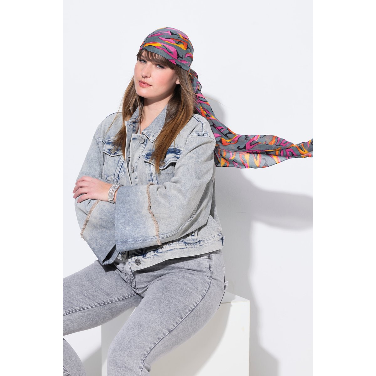 Foulard, motif piments rose vif, ULLA POPKEN