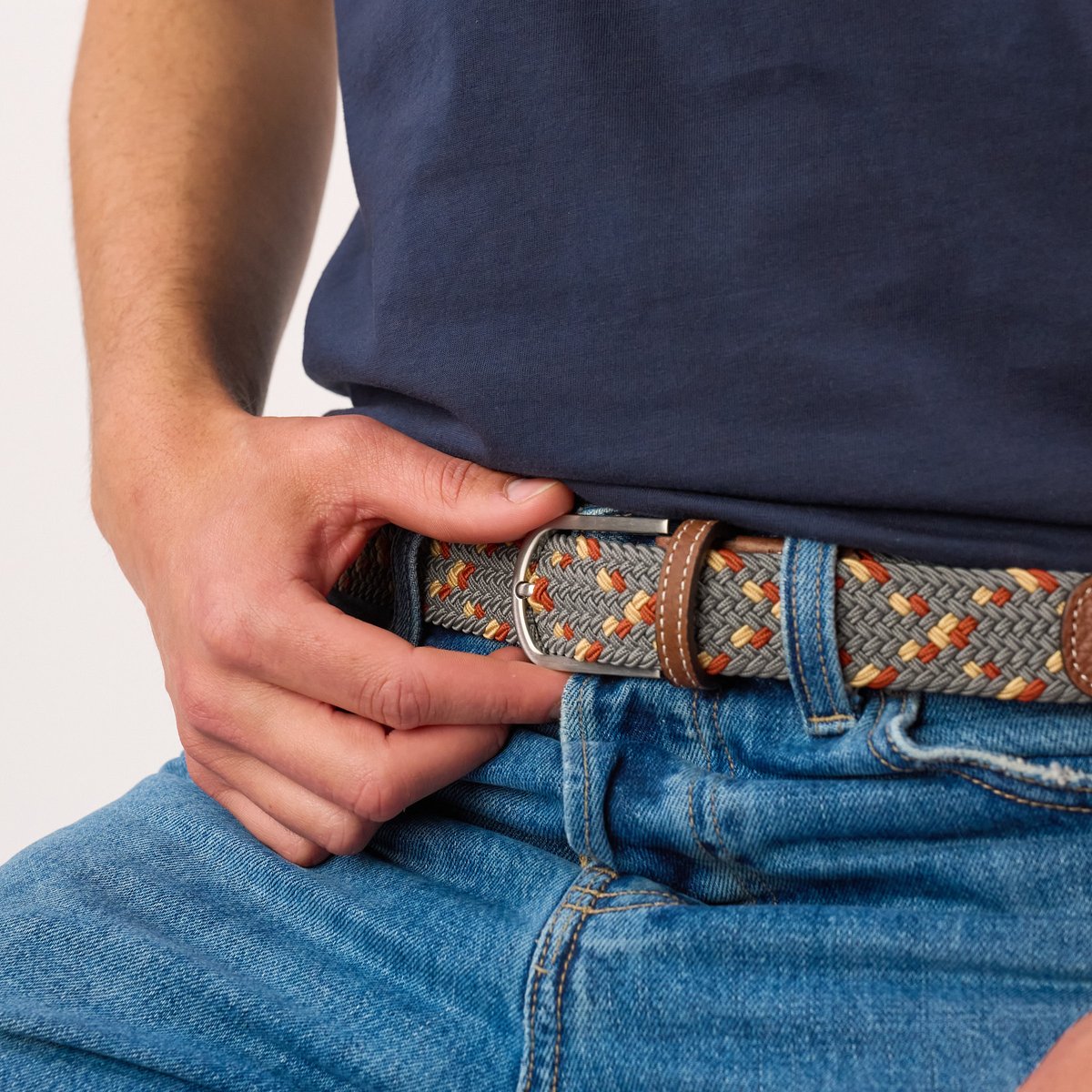 Ceinture tressée élastique MULTICOLORE gris, BILLYBELT