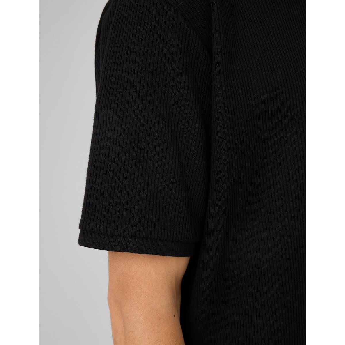 Polo maille côtelée noir, BZB