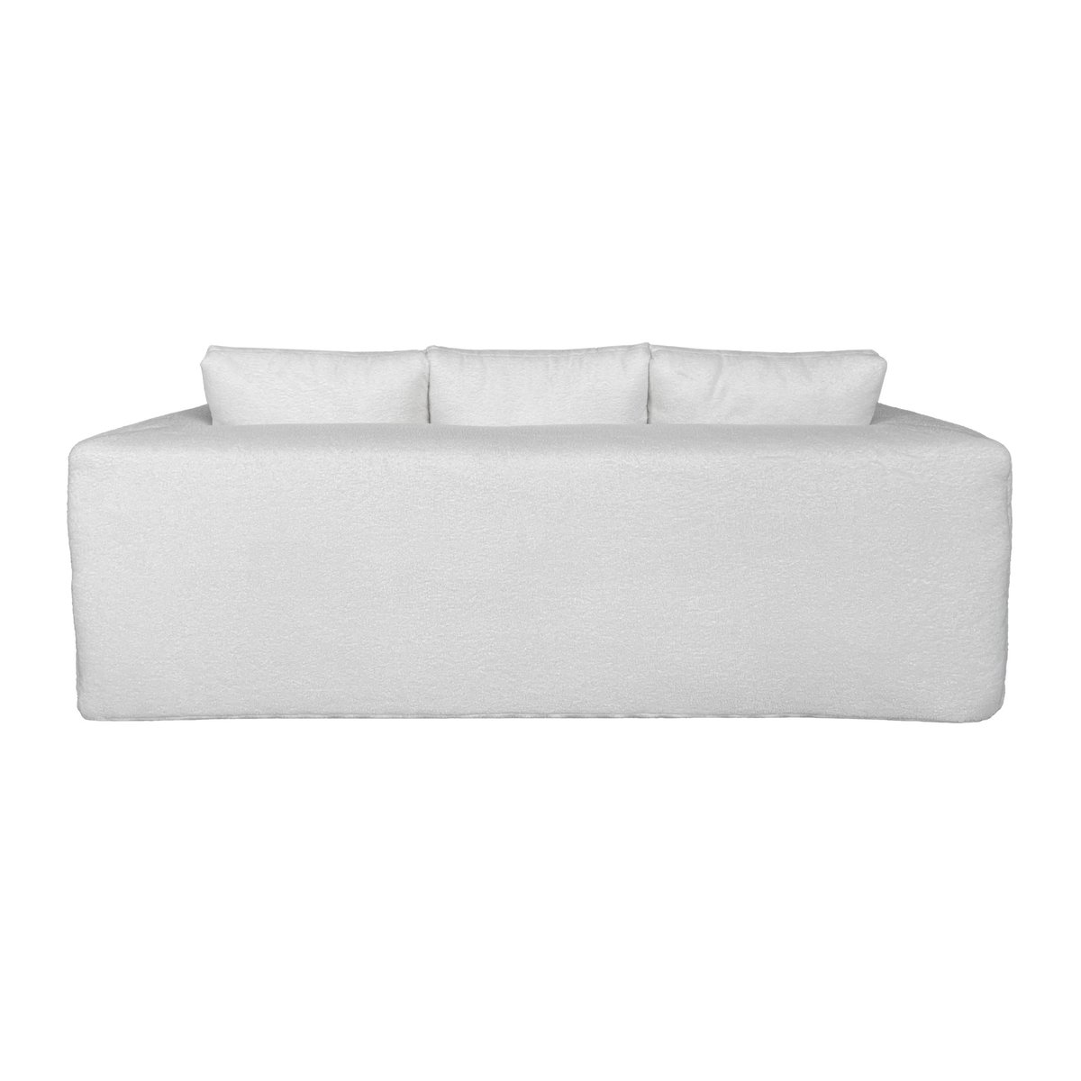 Canapé 3 places en tissu bouclette avec coussins, CLAY ecru, OVIALA