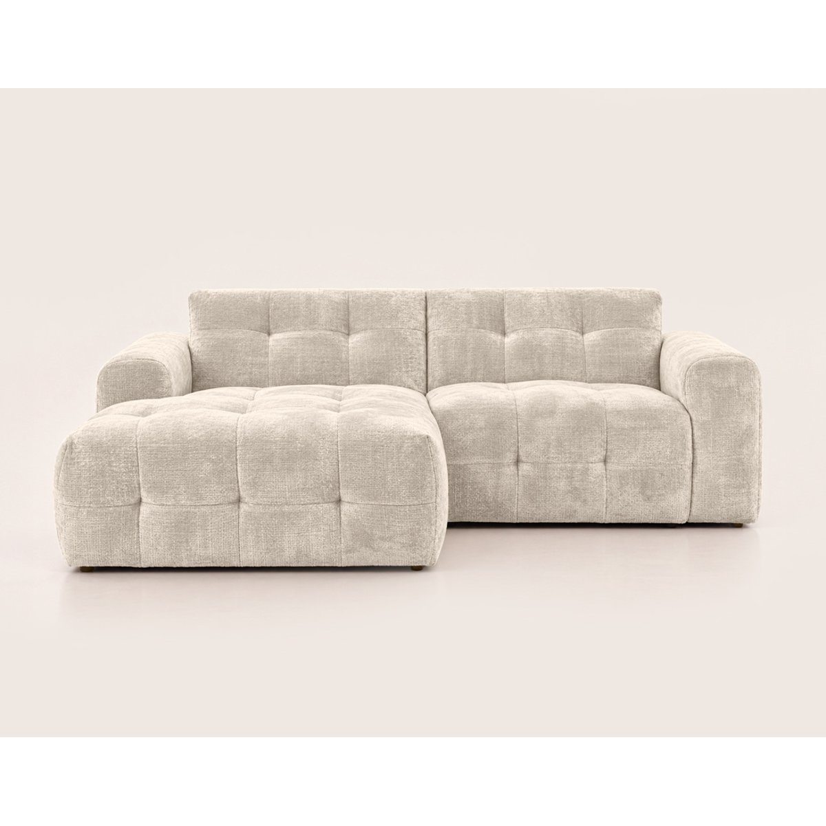 Canapé d'angle gauche en velours texturé, DIANE beige, BEST MOBILIER