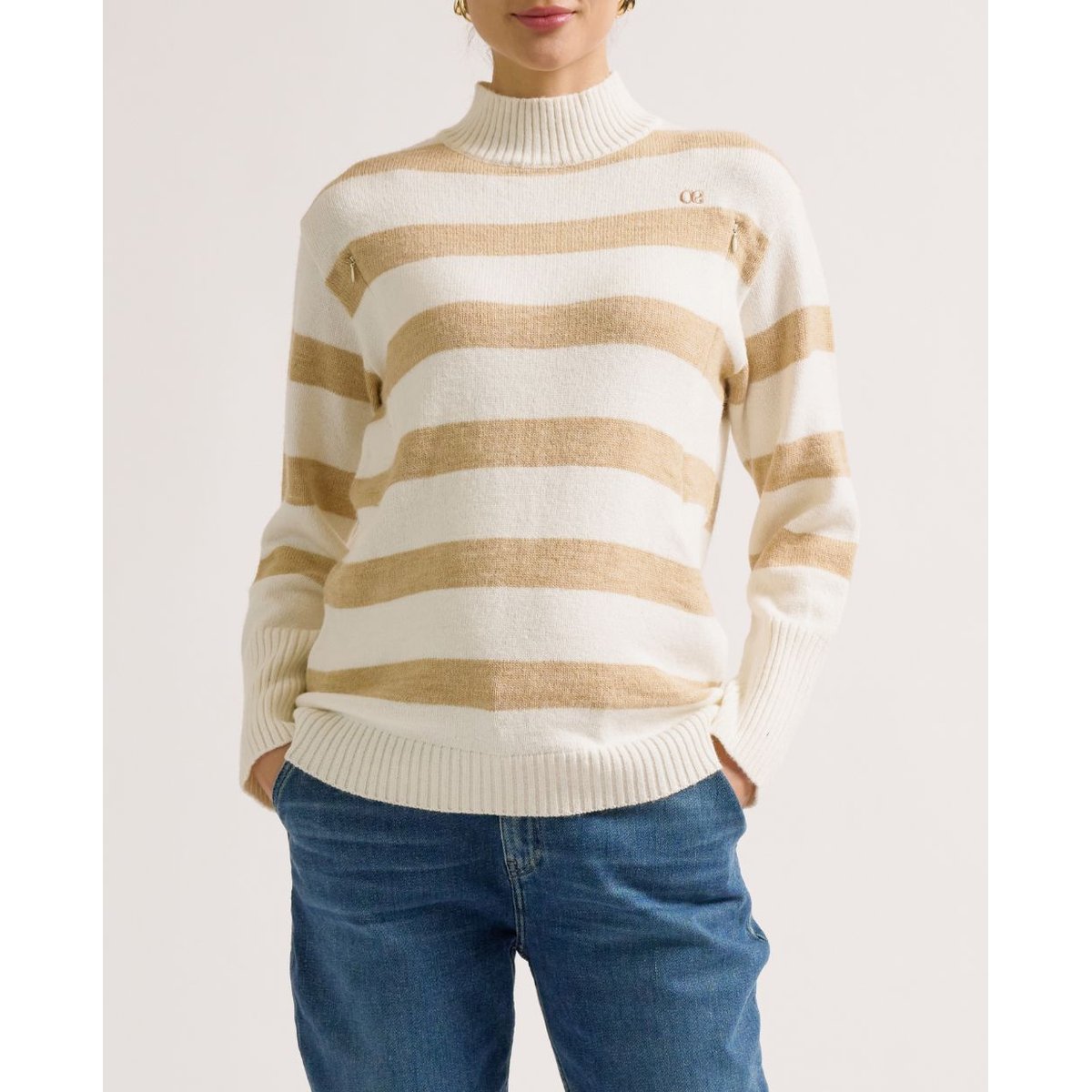 Pull de grossesse et allaitement Cabourg ivoire, CACHE COEUR