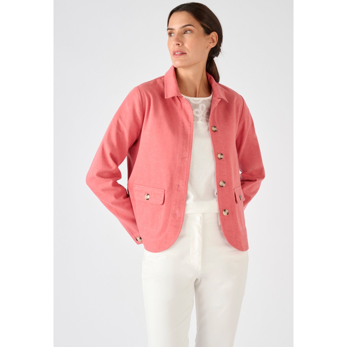 Veste mélange Lyocell Tencel(TM) et coton vieux rose, DAMART