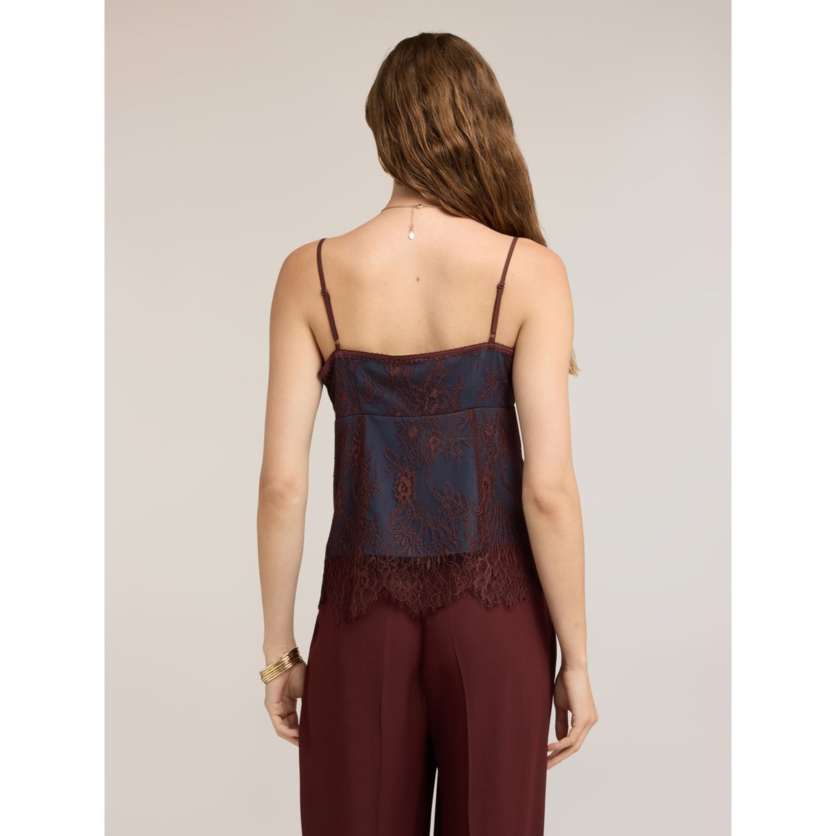 Top avec caraco et ourlet festonné bleu, MOTIVI