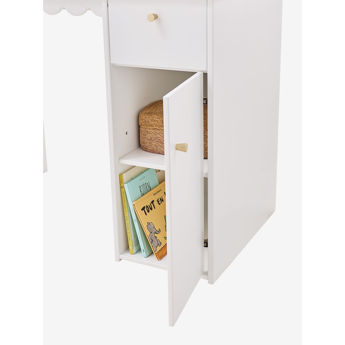 Bureau enfant rangement feston blanc, VERTBAUDET