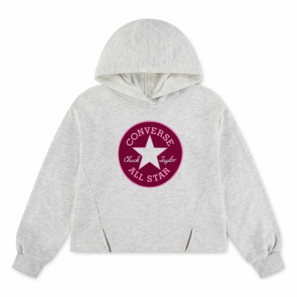 Sweat à capuche en molleton non gratté gris clair, CONVERSE
