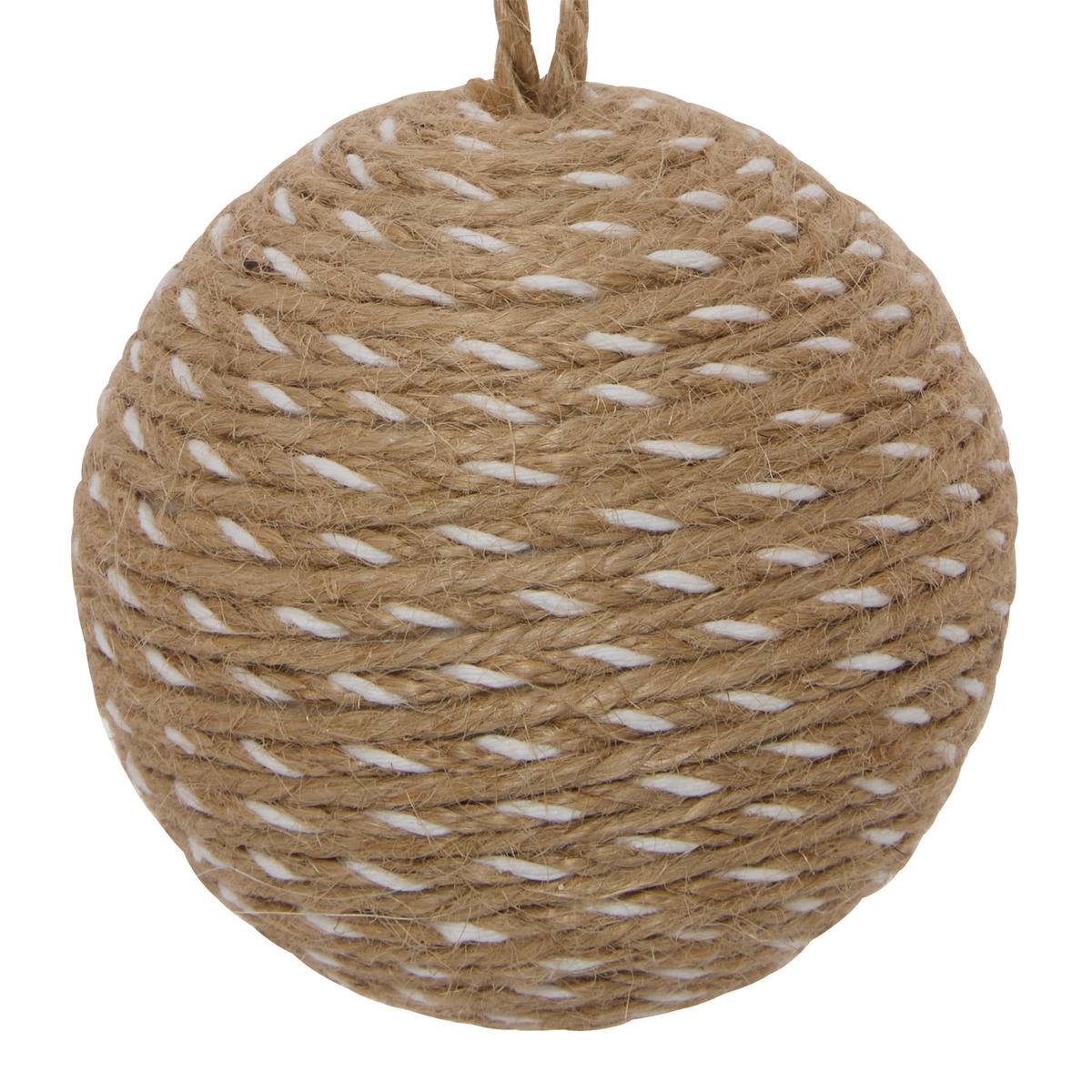 Boule de Noël fils de jute naturel D. 80 mm modèle a, FEERIC LIGHTS & CHRISTMAS