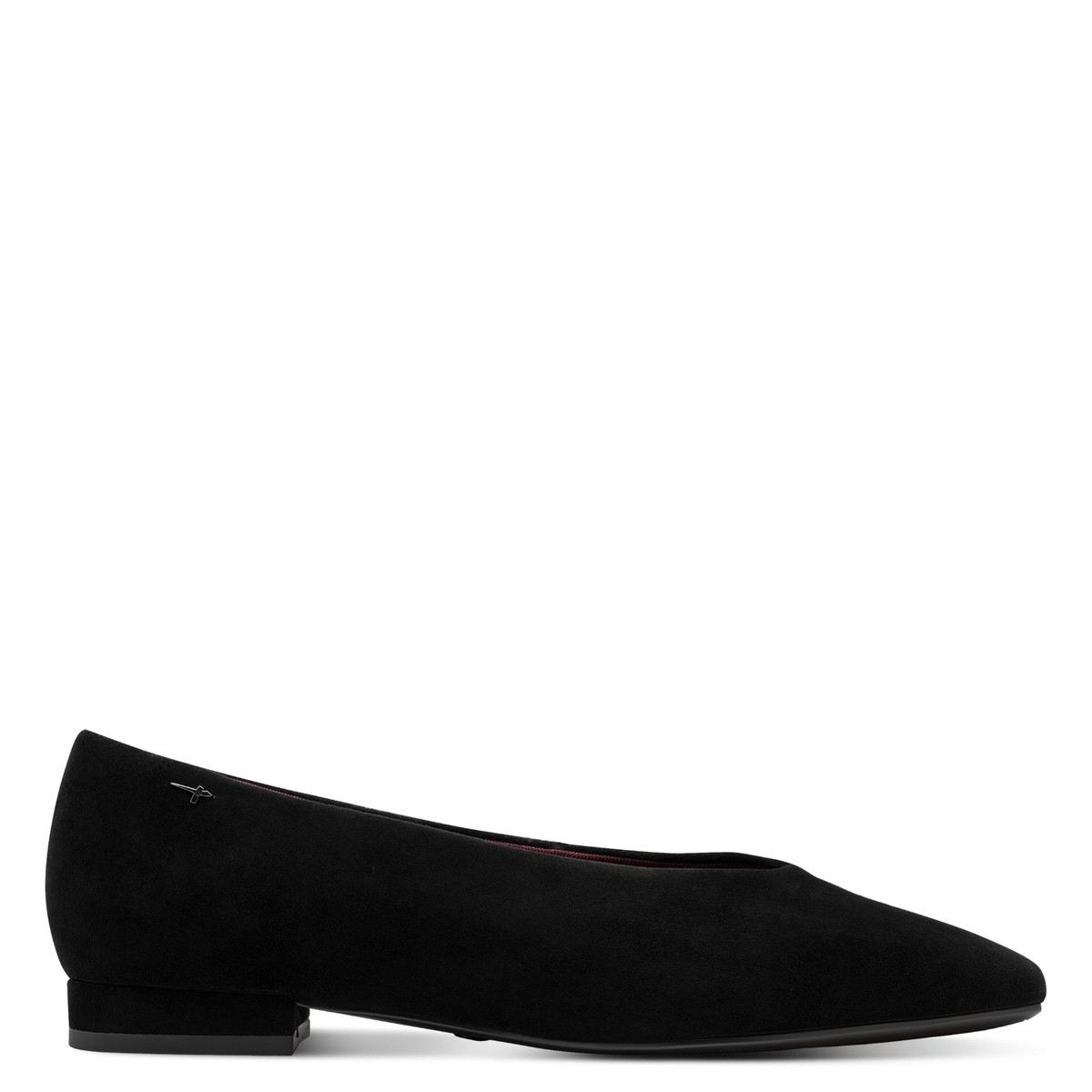 Ballerines en cuir suède, bout amande noir, TAMARIS
