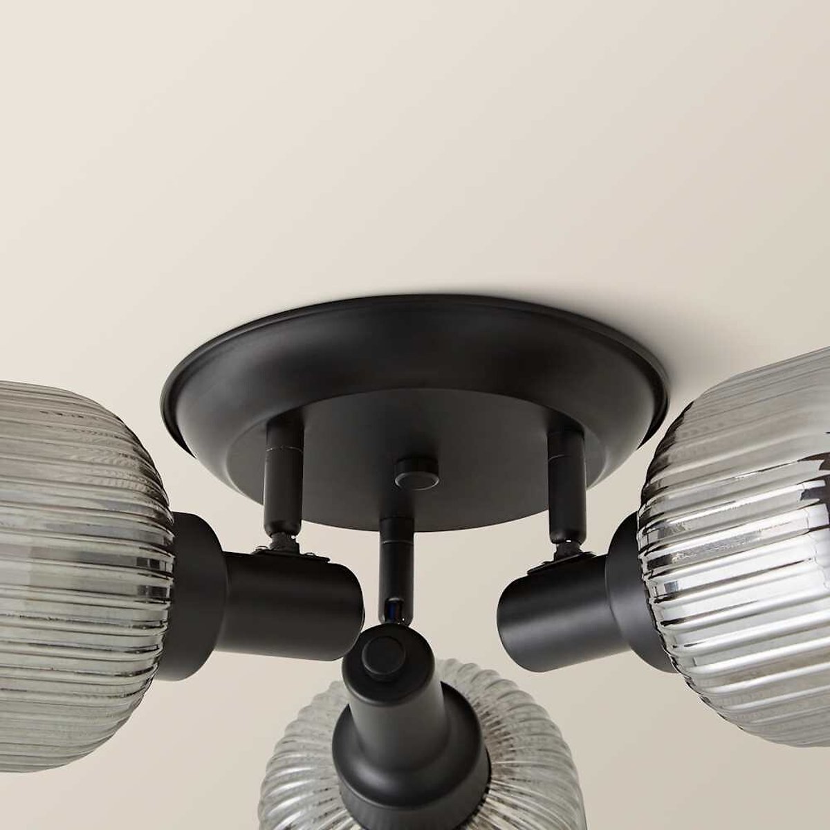Conrad 3-Light Ribbed Glass Flush Ceiling Light black, SO'HOME