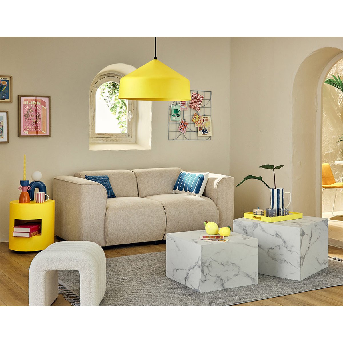 Pouf - KENTA blanc, BEST MOBILIER