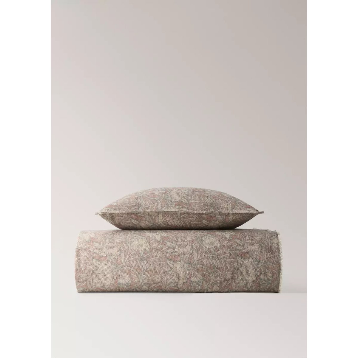 Couvre-lit en coton et lin à motif ornemental Lit 130/140/150 cm rose, MANGO HOME