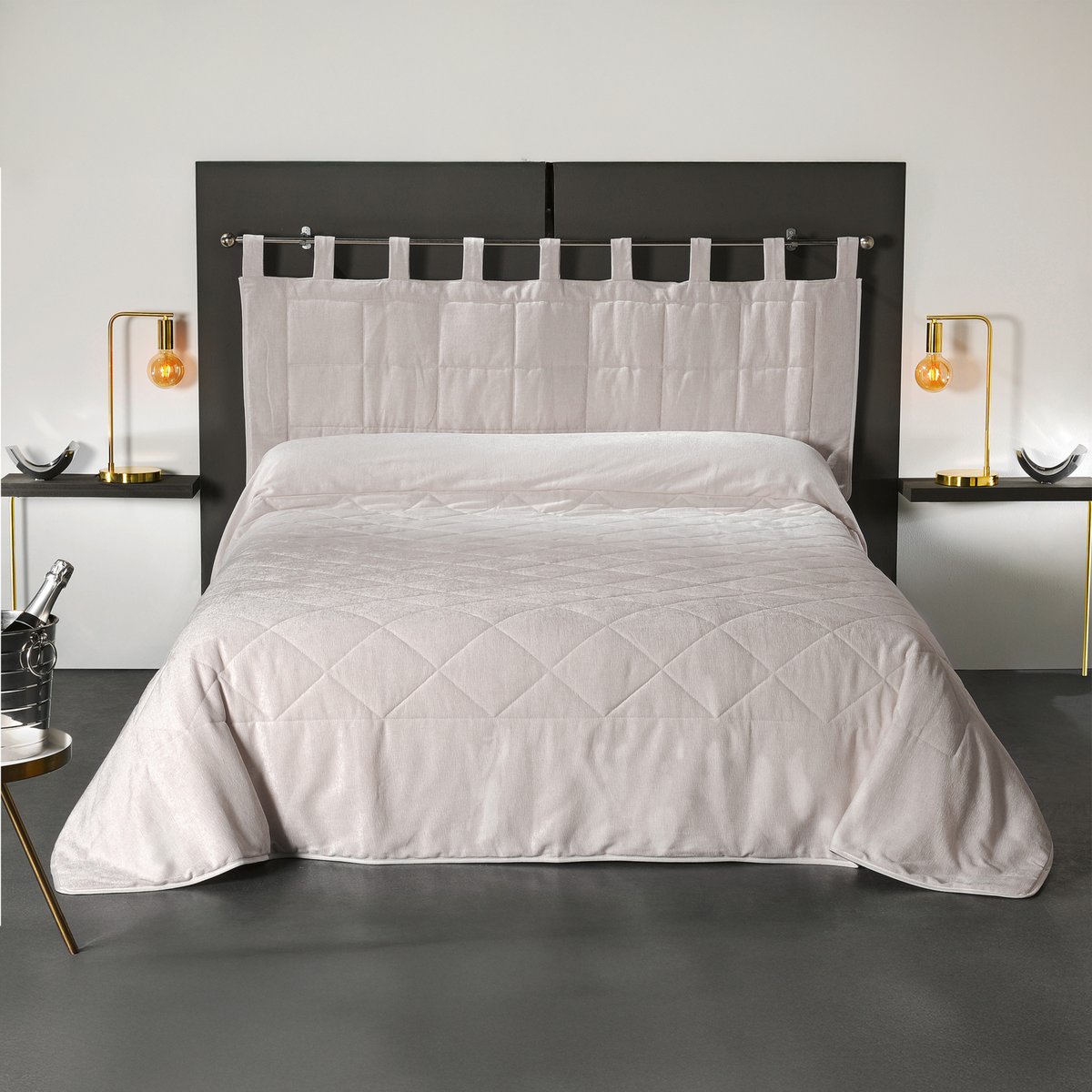 Coussin Tête de Lit à l' Aspect Velours beige, LINDER