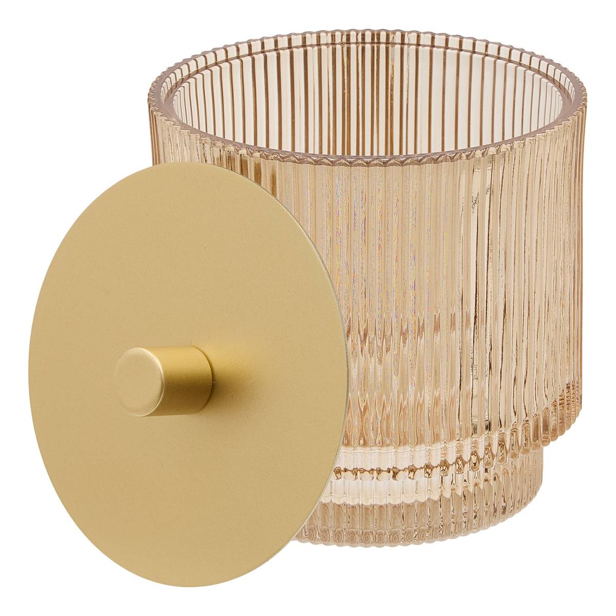 Pot à coton rond en verre SOLIS ambre, 5FIVE SIMPLY SMART